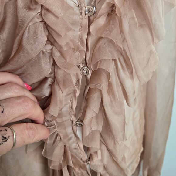 Fashion Nova Sweet Temptations Sheer Ruffle Balloon sleeve 90s Top Medium Rose - Picture 14 of 17